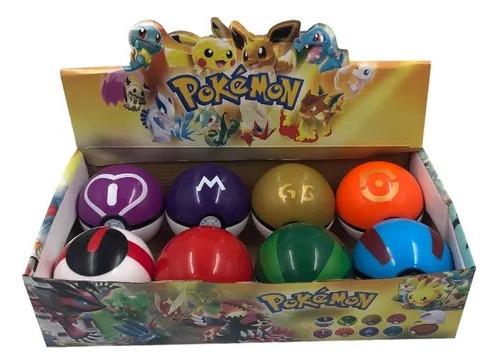 Pack Caja De 8 Pokebolas Medianas + 8 Mini Figuras Pokemon