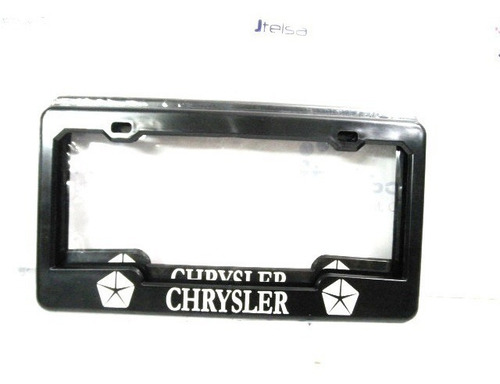 Porta Placa Plastico Para Carro Negro Con Logo Chrysler Par