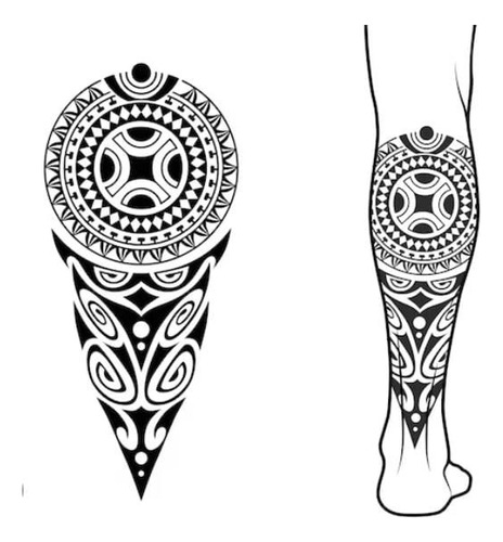 Tatuagem Temporária Maori Maia Masculino Perna Tornozelo