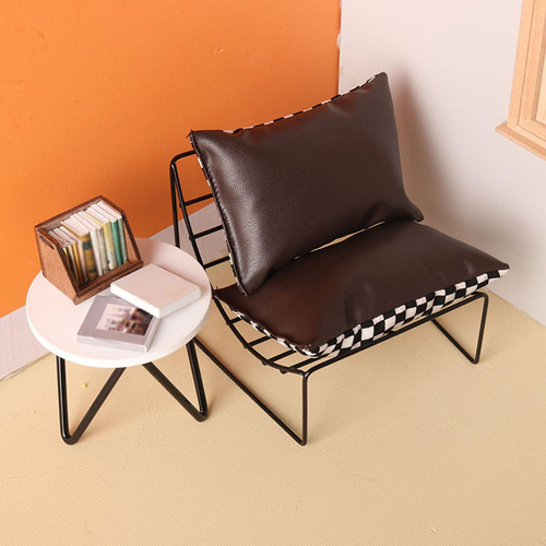 1/12 Casa De Muñecas Luna Silla Mini Mecedora Marron Oscuro