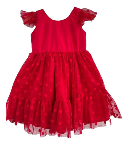 Vestido Infantil Natal Festa Vermelho Menina Rodado 