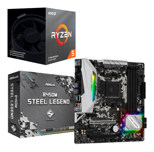 Kit Amd Ryzen R5t 3600xt + B450m Steel Legend