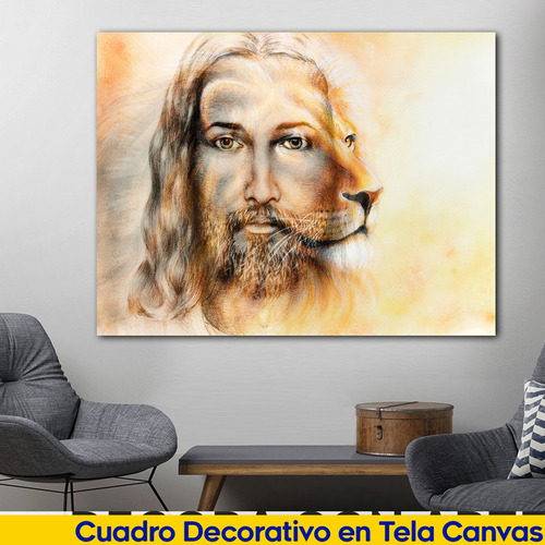 Cuadro Canvas Leon Jesucristo Religioso Artistico  60x40 A3