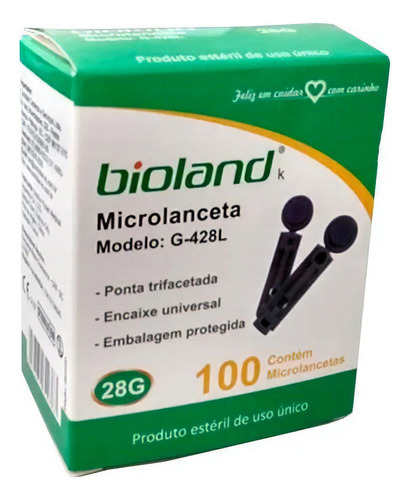 Microlanceta Para Glicosimetro G428l Bioland Com 100und