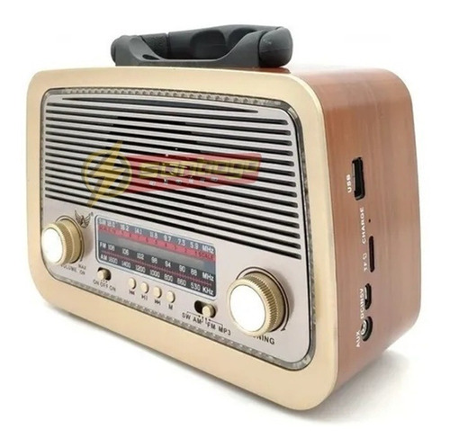 Caixa Som Rádio Retrô Vintage A3199 Bluetooth Portátil Cor Marrom-claro