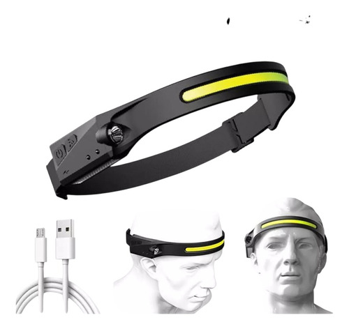 Linterna Led + Cob Cintillo Con Sensor, Tipo Minero Cabeza