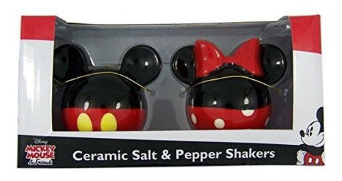 Disney Mickey Y Minnie Mouse Ceramic Salt And Pepper Set Red