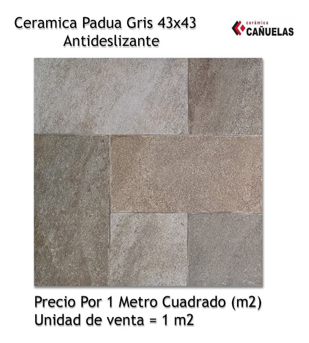 Imagen 3 de 5 de Ceramica Cañuelas Antideslizante 43x43 Padua Gris Beige X M2