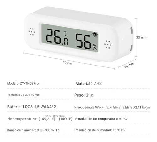 Sensor Temperatura Y Humedad - App + Tuya Smart - Alexa