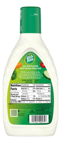 Molho Wish Bone Ranch Onion Garlic Salada 444ml Importado Us
