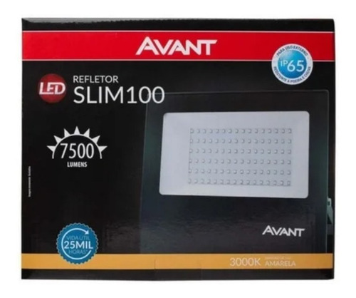 Imagem 3 de 6 de Kit 2 Refletor Led Avant 100w Branco Quente