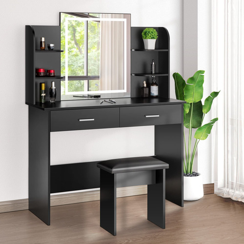 Vivohome Juego De Mesa De Tocador De Maquillaje Con Espejo