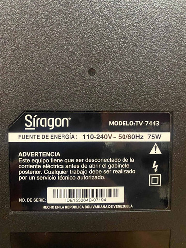 Imagen 3 de 3 de Tv Siragon Modelo 7443