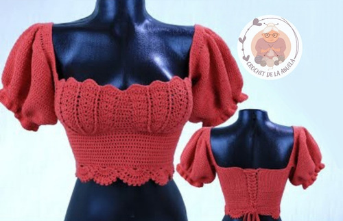 Crop Top Estilo Sirena Con Mangas En Crochet