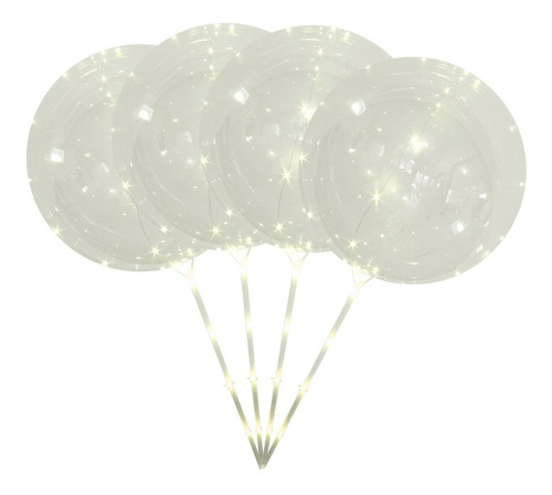 5 Globos Burbuja Transparente Con Luz Led Amarilla