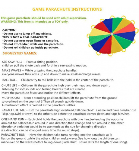 Juega En Paracaídas Rainbow Parachute Ligero, Plegable, Con