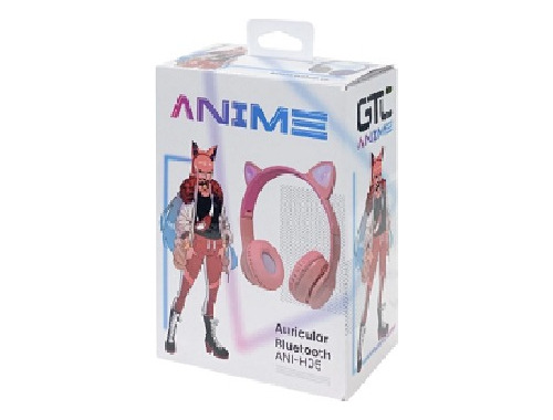 Imagen 4 de 4 de Auriculares Gtc Inalámbricos Anime Oreja Gato Bluetooth Rosa