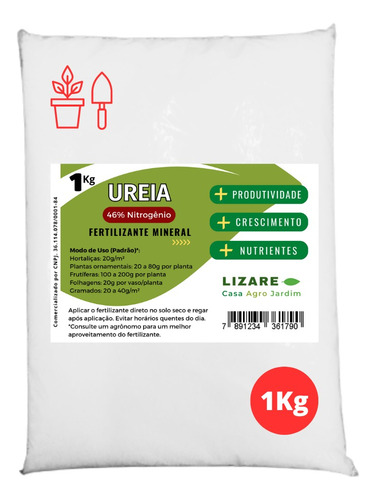 Ureia Adubo Fertilizante Granulado Plantas Flores Vasos 1kg