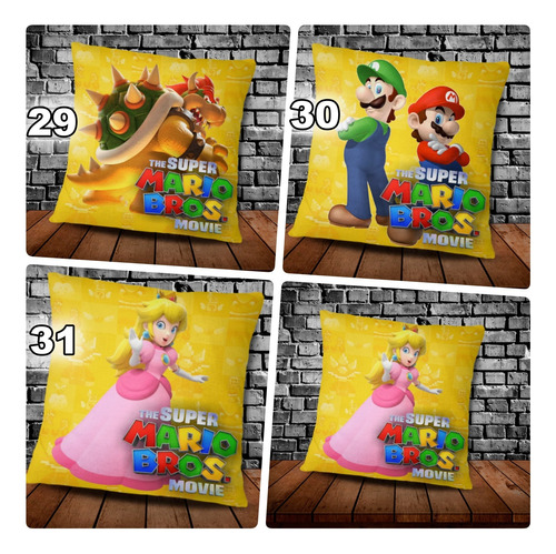 Souvenir 5 Almohadas 20x20 Cm Compatible Con Super Mario