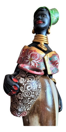 Imagem 6 de 9 de Boneca Africana Saia Listrada Marrom Artesanato Caruaru