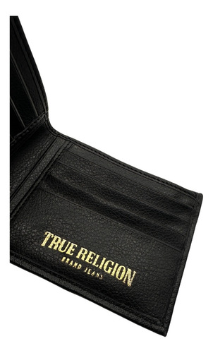 Cartera True Religion Original Nueva Hombre Billetera Genuin Negro Liso