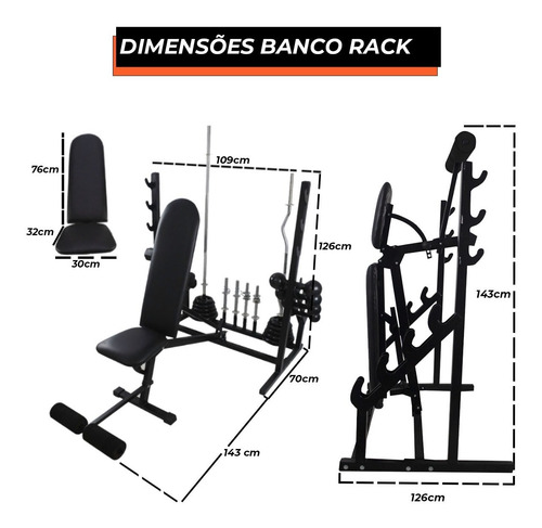 Imagem 3 de 7 de Banco Rack Supino Megagym Profissional Academia Em Casa