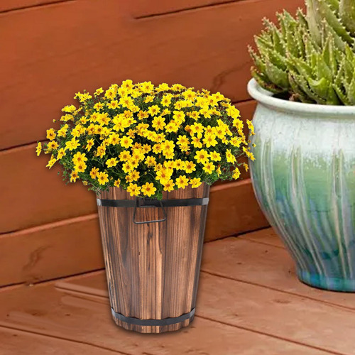 Maceta Con Forma De Cubo De Madera Para Jardín Y Hogar Con F