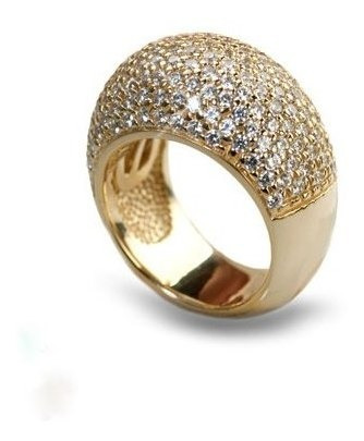 Anel Pavê Com Forro Em Ouro Amarelo 18k!! Mais Brilhantes!!