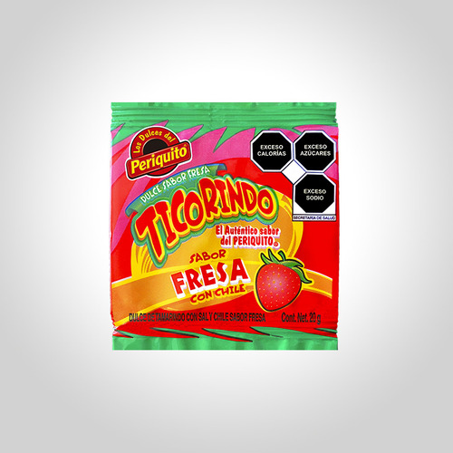 Ticorindo sabor fresa con chile 20 unidades 20g