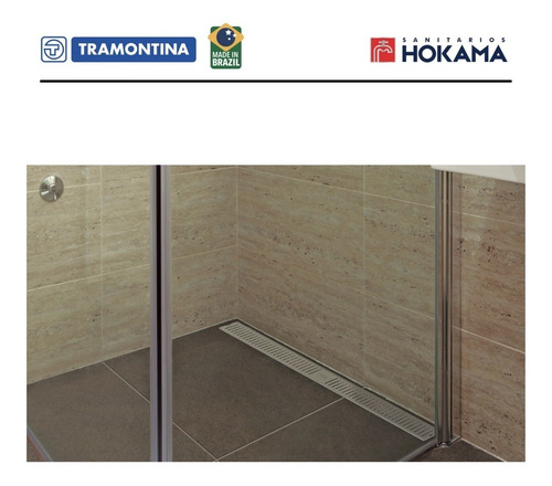 Imagen 4 de 10 de Rejilla 100 Ducha Desague Lineal Baño Acero Inox Tramontina