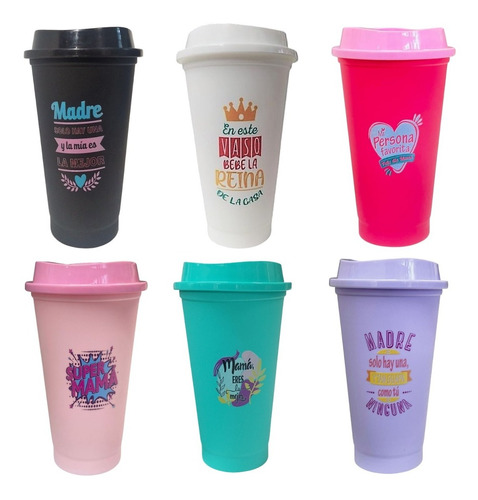 20 Vaso Reutilizable Tipo Starbucks Mug Tapa Colores Pastel