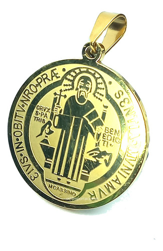 Medalla San Benito - Consagrada - Acero Dorado - M 14