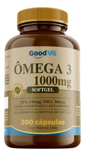 Óleo De Peixe Ômega 3 1000mg 300 Cápsulas - Good Vit Sem Sabor