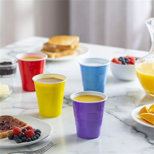 . 50 Vasos Desechable Plástico Bicolor Prémium Eventos