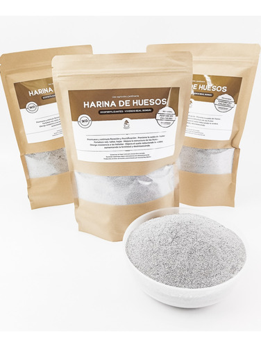 Bio-fertilizante P10% - Ca28%: Harina De Hueso Pack 3kg     