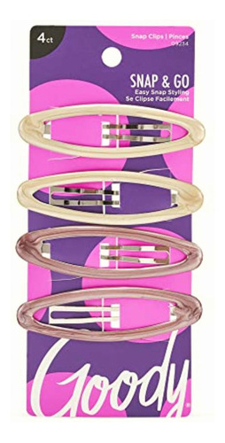 Goody Snap Hair Clips, Big Oval Epoxy, 4-count  Assorted