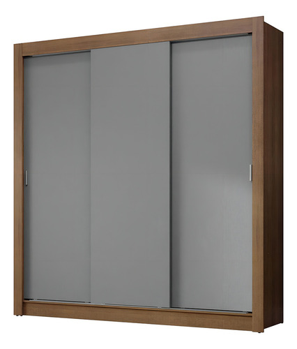 Guarda-roupa Casal 3 Portas De Correr Nobre Madesa Cor Rustic/Cinza