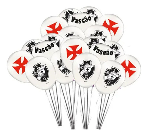 Balão De Látex Futebol Vasco Da Gama 9 Polegadas 23cm 25unid
