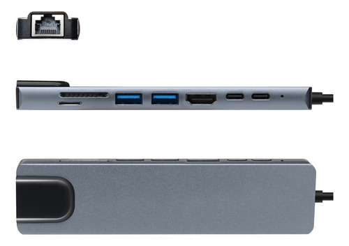 Kit Soporte De Monitor D-bugg + Hub Usb C 8 En 1 Ub Negro