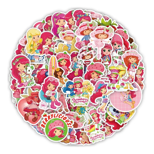 50 Stickers Impermeables Decorativos Frutillita Dibujos 