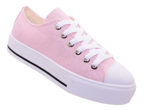 Tenis Feminino Star Conforto Brilho Gliter Rosa Novidade