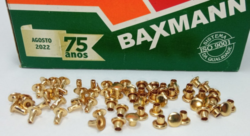 Rebite Baxmann 1/2 Dourado Para Etiquetas 100 Unidades