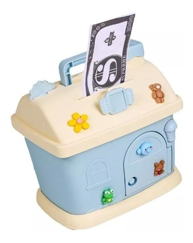 Alcancia House Piggy Bank Kawaii Para Niños Azul