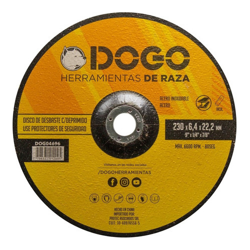 Imagen 3 de 5 de Pack Disco Desbaste Deprimido X 10 Uni Metal 230x6.4 Dogo Mm