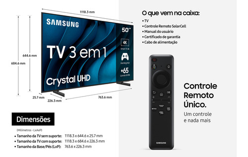 Smart Tv 50'' Crystal Uhd 4k 50cu8000 2023 Preta Samsung