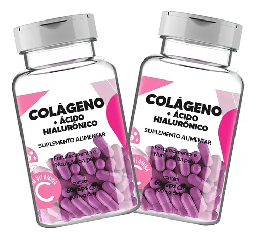 Kit 2 Colágeno Hidrolisado + Ácido Hialurônico E Vit C 120cp Sabo...