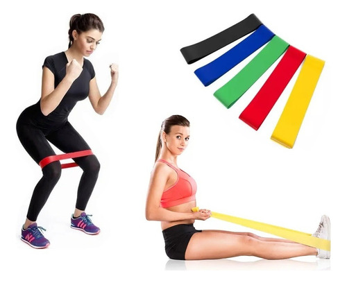 5 Faixas Elásticas Band Para Exercícios Funcional Cor Sortidas
