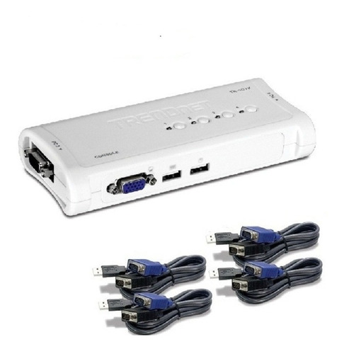 [ ] Kit De Conmutador Kvm Usb De 4 Puertos Trendnet Tk-407k