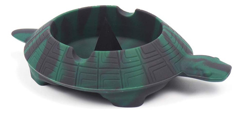 Negro/verde Silicona Tortuga Forma Cenicero Irrompible Decor