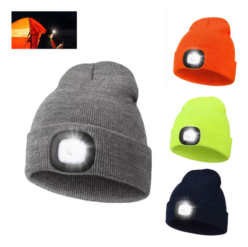 Gorra De Linterna Clásica Tejida Con Puños Con Lámpara